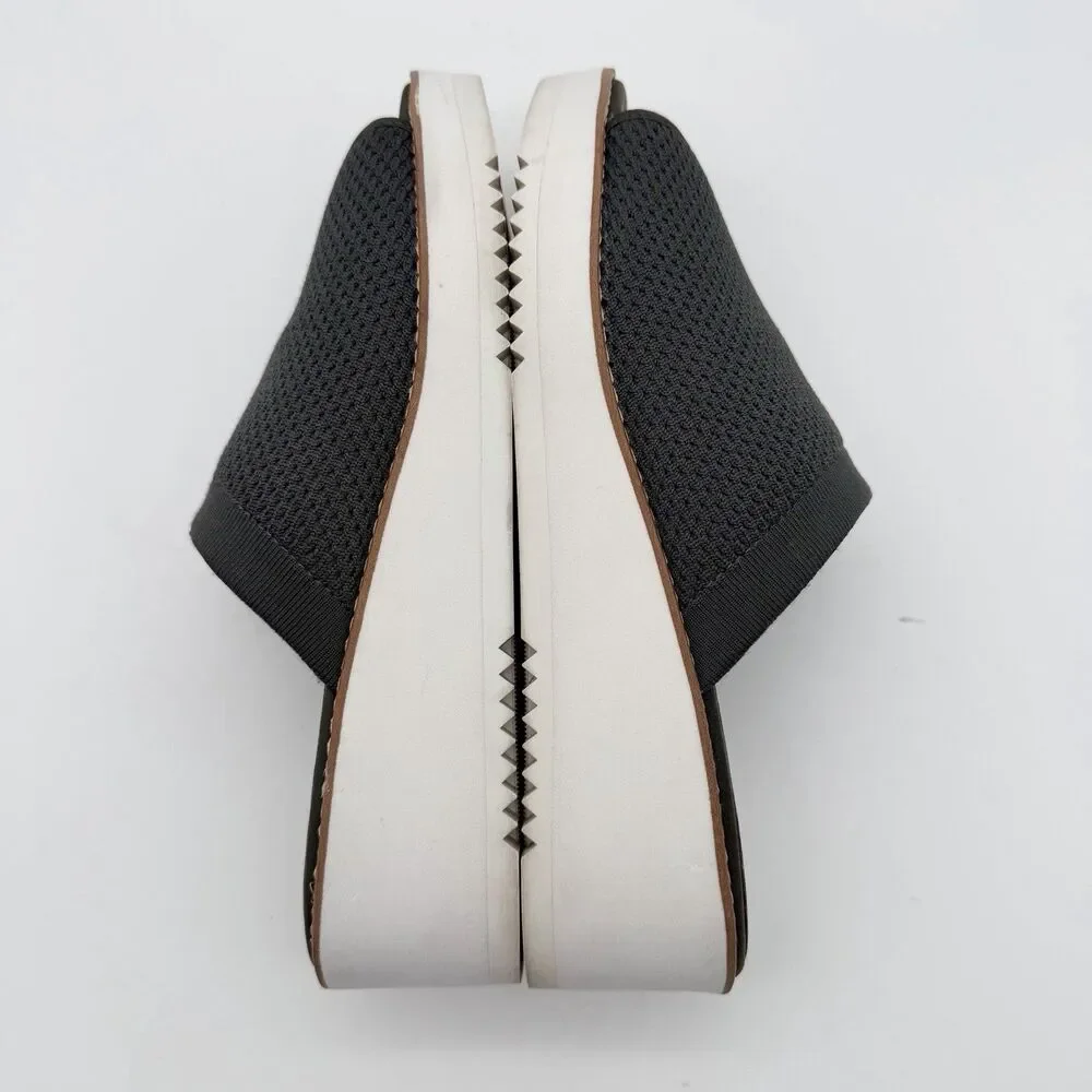 Eileen Fisher Telly Stretch Gray Knit Platform Wedge Sandals Mules Women’s 10
